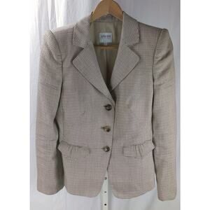 Armani Collezioni Brown Cream Cute Pockets Three Button Jacket Blazer Coat Sz 8